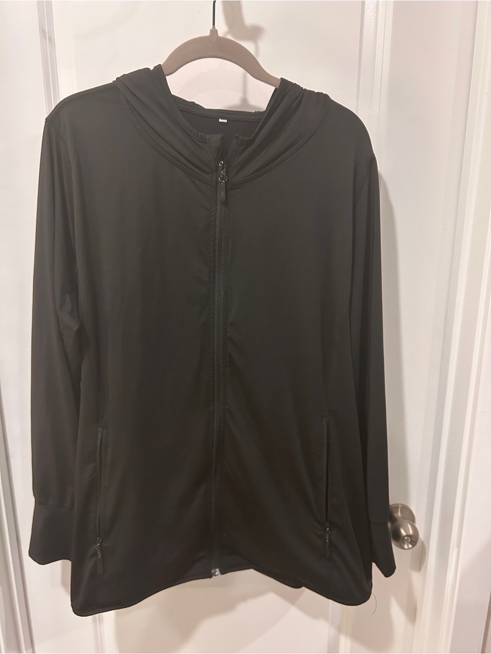 Women's Black Zip Hoodie Jacket - Lightweight Active Layer